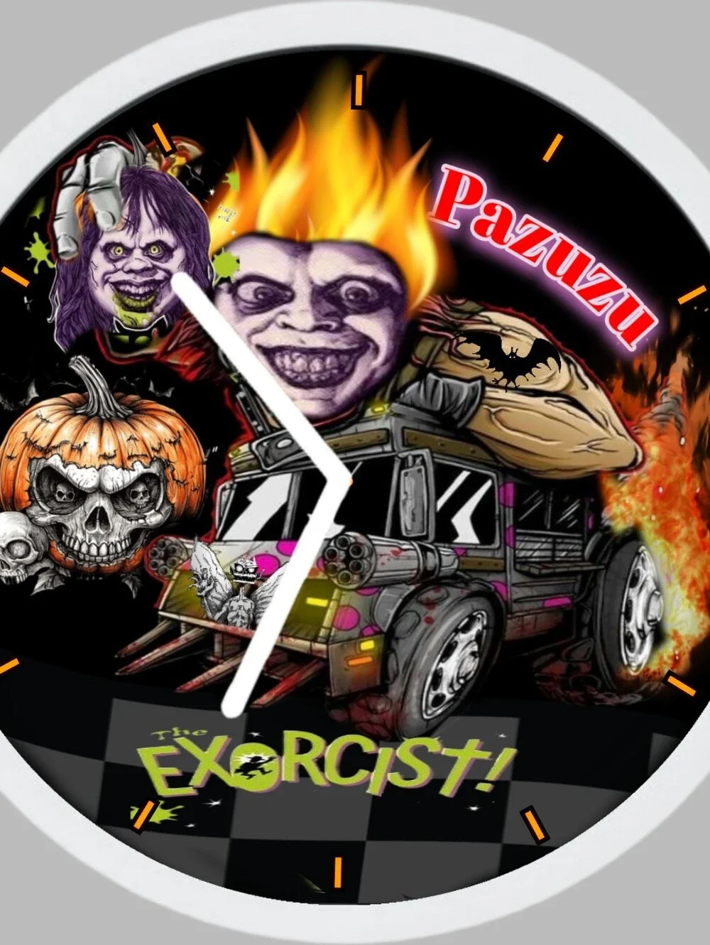 The Exorcist Horror Graphic Art Clock  - Black with Neon Accents